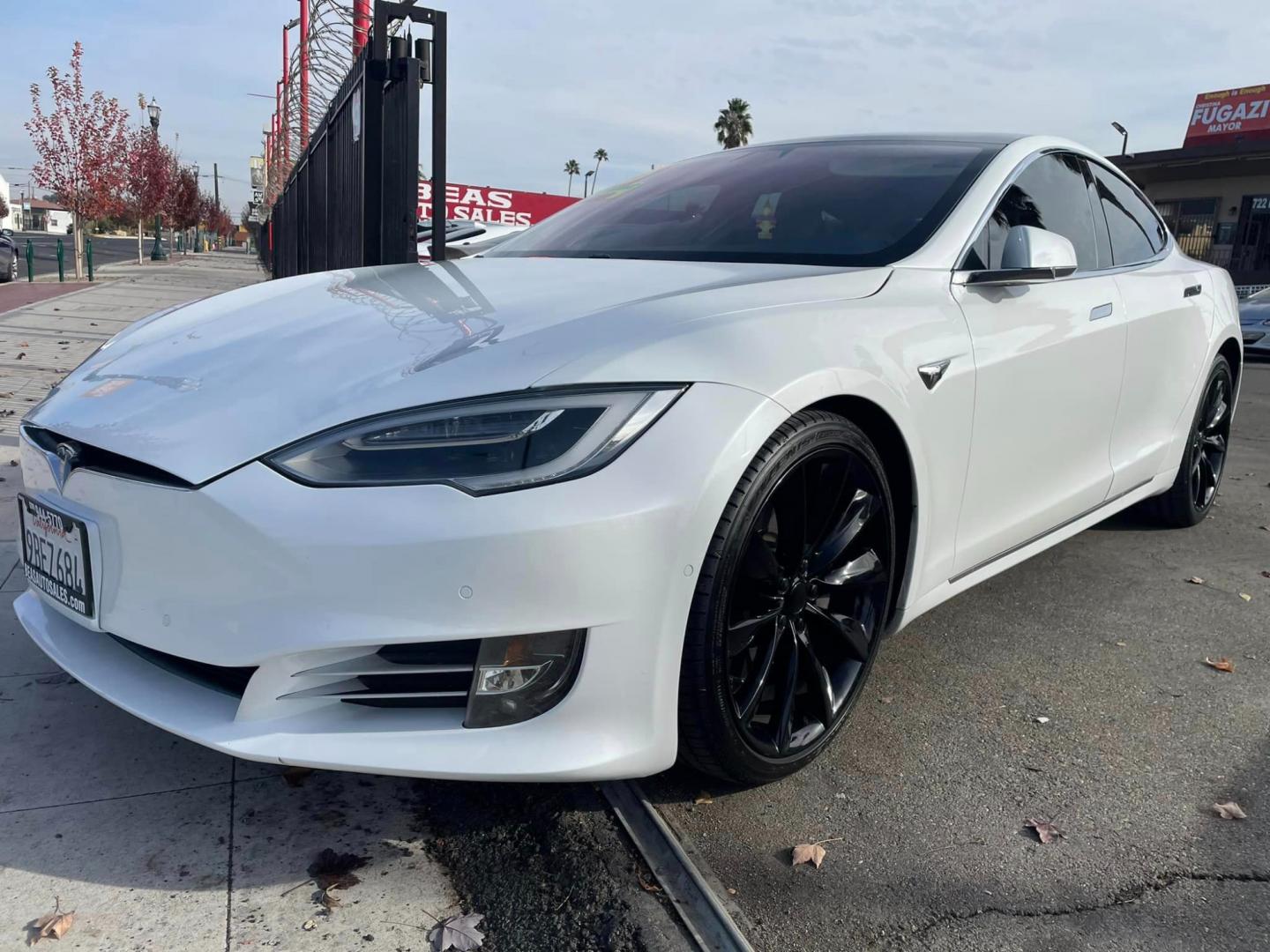 2018 WHITE /White Gold Tesla Model S (5YJSA1E23JF) , located at 744 E Miner Ave, Stockton, CA, 95202, (209) 944-5770, 37.956863, -121.282082 - Photo#2